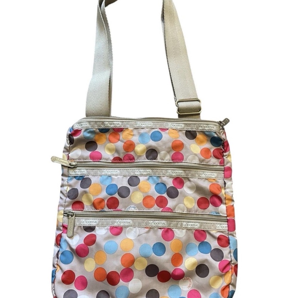 LeSportsac Cream Crossbody Bag with Multicolor Dot Print